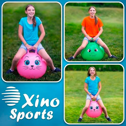 Xino Sports Hopping Ball for Kids - 18 Inch Hopper Ball with Handle, Pink Jumping Bouncer Toy for Indoor and Outdoor Play