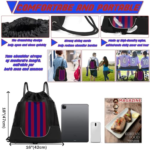 STAY GENT Drawstring Basketball Backpack for Boys, Foldable Soccer Backpack Gym Bag Sackpack Sports Sack with Detachable Ball Mesh Bag for Volleyball Baseball Yoga - color: Blue Red