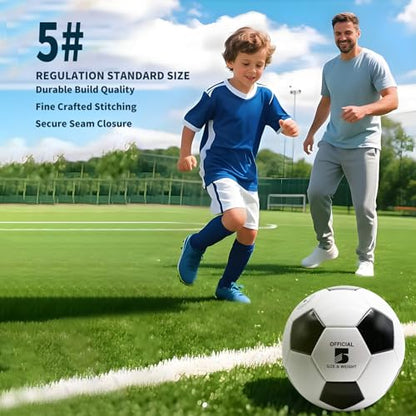 8 Pcs Soccer Ball Bulk with Pump Needles, Size 5 Sport Soccer Ball Training Ball for Adult Soccer for Christian Charity Donation Supplies, World Cup, Practice, School, Game, Indoor Outdoor Use