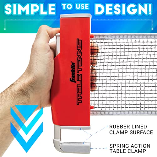Franklin Sports Table Tennis to Go Portable Ping Pong Set - Table Top Ping Pong Net + (2) Paddles - Ping Pong Balls Included - 2 Players | Portable, Table Top, Ping Pong Net, (2) Paddles - color: Red