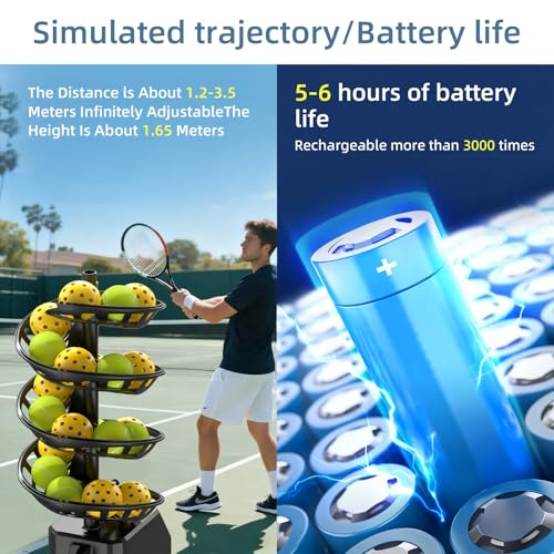 Pickleball Machine, Adjustable Speed & Angles, Pickleball Launcher with Auto Swing Base, Powered by Batteries/AC Power, for All-Level Training(with Remote Control) Upgradedversion