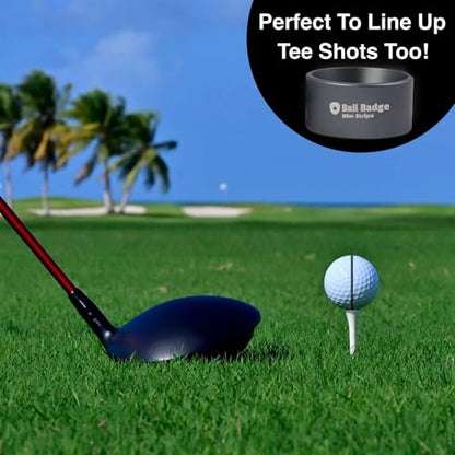 Ball Badge Aim Stripe - 360 Degree Golf Ball Line Marker Kit with Golf Bag Attachment for Perfect Alignment and Precision Putting - color: Grey