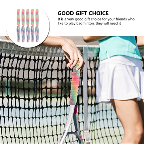 INOOMP 10pcs Tennis Racket Grip Tape Rainbow Color Badminton Grip Tape Anti Slip Absorbent Sweat Pu Racquet Handle Grip Tennis Overgrip for Rackets