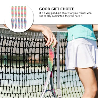 INOOMP 10pcs Tennis Racket Grip Tape Rainbow Color Badminton Grip Tape Anti Slip Absorbent Sweat Pu Racquet Handle Grip Tennis Overgrip for Rackets
