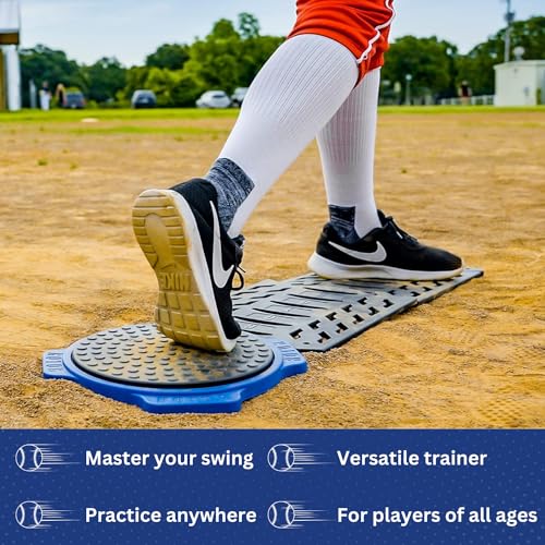 Power Batting System and Stride Plate Extension Bundle, Trainer to Improve Batting Power, Precision, and Stance, Easy Setup, Durable, Softball and Baseball Training Equipment