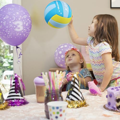 Soft Volleyball, Soft and Delicate to The Touch, Not Easy to Pill, Official Standard Size, Safe and Quiet, Perfect Choice for Family Training, Games and Gifts of All Ages - color: Blue Yellow