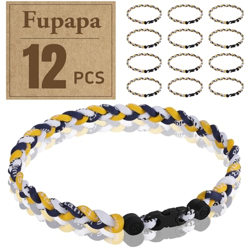 Premium 12Pack Baseball Necklaces, Multi-Color 18inches Sports Necklaces, Ideal for Baseball Team Gifts, Party Favors, Sports Parties - color: Navy-Yellow-White