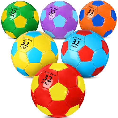 HyDren 6 Pack Soccer Balls Bulk with Pump, Colorful Practice Soccer Balls for Kids & Youth, Indoor Outdoor Training, Games Back to School - size: Size 3, style: Bright Style