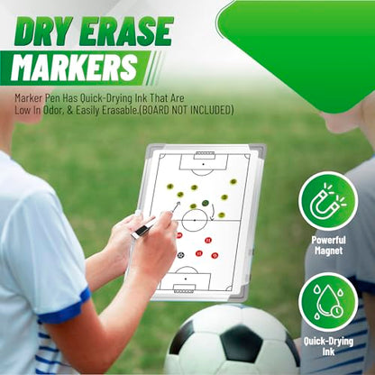 ZPU 27 Picese Soccer Board Magnets, Soccer Magnets Set with 2 Dry Erase Black Marker Pens, 2 Red Marker Pens, 1 Storage Bag, Tactics Strategy Board Coaches Clipboard Accessories (Board NOT Included) - style: Soccer
