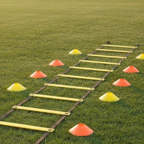 Qianly Football Footwork Training Gear Portable Soccer Training Equipment Set Speed Ladder and Cone Set for Children