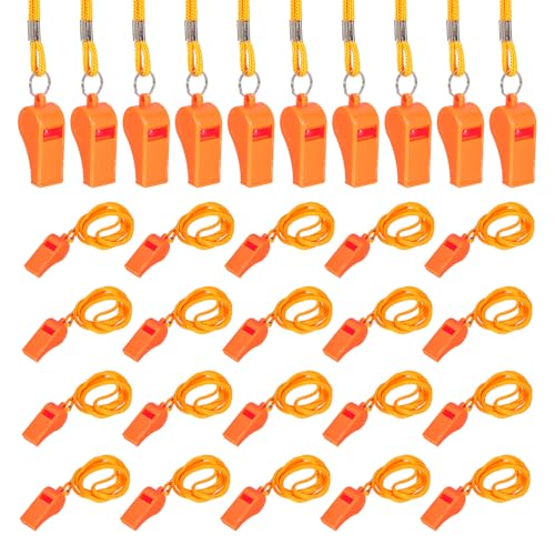 Whistles with Lanyard, Training Sports -Fitting for (Coaches/Referee/Outsides/Team Events) - color: Orange