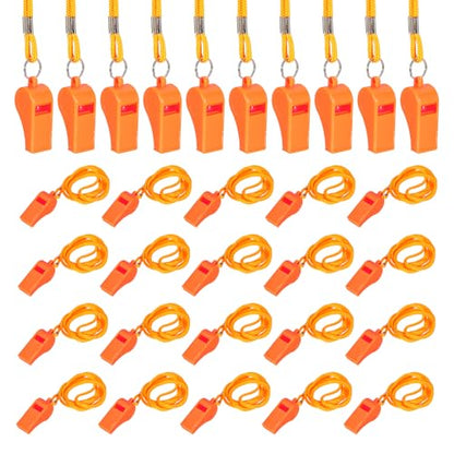 Whistles with Lanyard, Training Sports -Fitting for (Coaches/Referee/Outsides/Team Events) - color: Orange