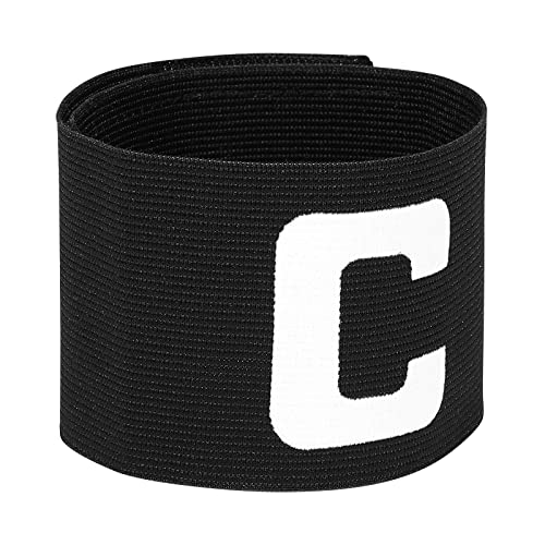 BESPORTBLE Adjustable Soccer Captain Armband for Youth Kids - Elastic Nylon Football Arm Band with Anti-Drop Design, Black Team Sports Accessory for Soccer, Rugby, Basketball