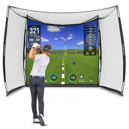 GoSports Range Cage 10 ft x 8 ft Golf Net Cage – Indoor & Outdoor Golf Practice Net for Full Swing Training and Home Golf Simulator Setups