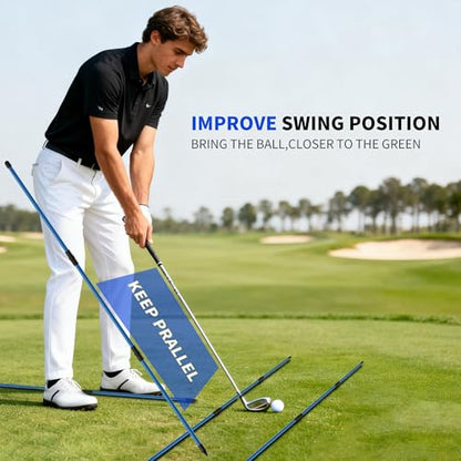 Seticek 4 Pack Golf Alignment Sticks,Upgraded 40" Collapsible Alignment Stick,Helps Improve Posture and Enhance Hitting Accuracy