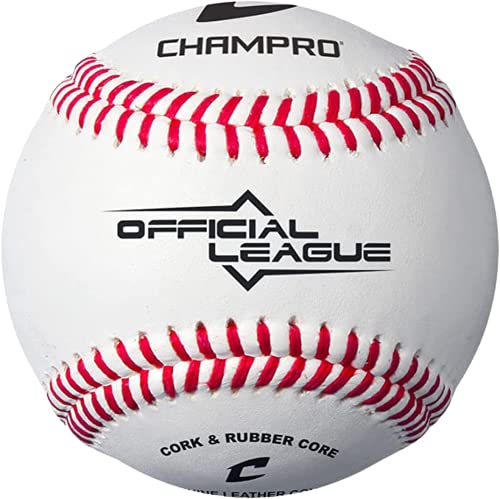 CHAMPRO CBB-40 Genuine Leather Cover Baseballs in an Optic Blue Bucket – 30 Balls and one Rods Can Sleeve Included