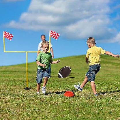 Portable Football Field Goal Post Set with Football-Backyard Kicking Field Goals for Kids Youth and Adults - 6 ft x 4 ft(2 ft-6 ft in Height)
