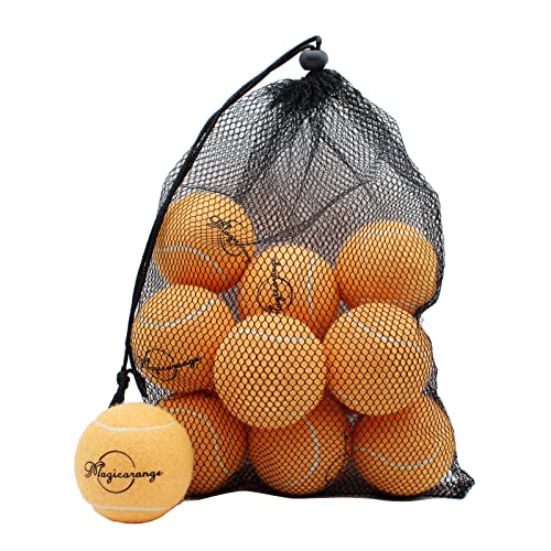 Magicorange Tennis Balls, 12 Pack Advanced Training Tennis Balls Practice Balls, Come with Mesh Bag for Easy Transport, Good for Beginner Training Ball - color: Orange