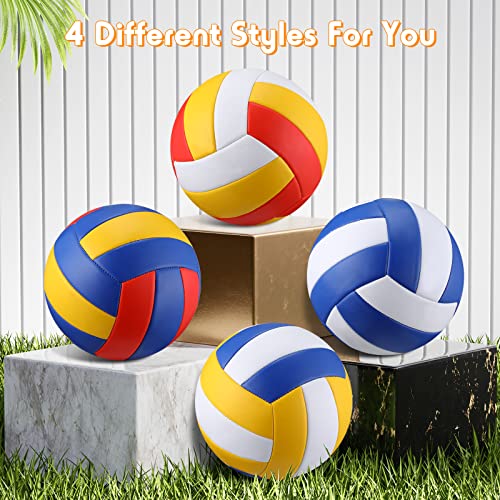HyDren 4 Pack Outdoor Volleyball with Pump, Recreational Beach Volleyball Bulk for Beginners, Competitive, Recreational Play Game, Indoor Gym Training, Official Size Back to School