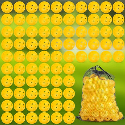 100 Pack Yellow Practice Golf Balls 42mm Plastic Golf Balls Limited Fligh Training Golf Balls AdecortalkBulk for Backyard Swing Practice Driving Range Indoor Outdoor Use