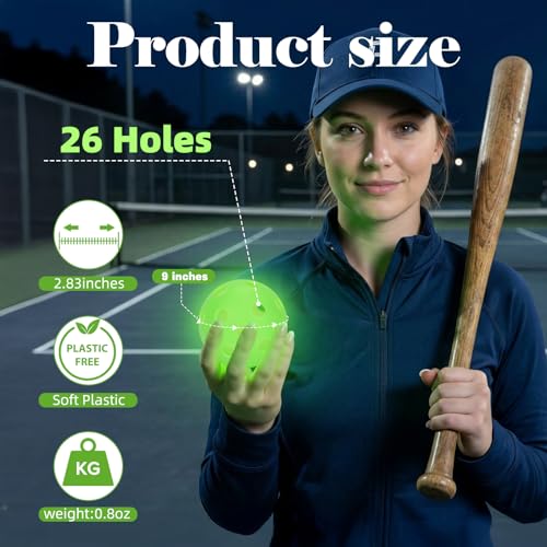Coopay 6/12 Pack Practice Balls Glow in The Dark Baseballs Plastic Soft Baseballs with Drawstring Bag for Indoor Outdoor Night Training, Backyard Games Batting Hitting Softballs - color: Green, style: 12 Pack