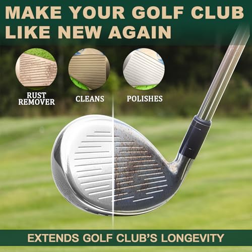 Golf Club Cleaning Kit 3-in-1 with Golf Club Cleaner Brush, Towel and 200g Golf Club Polish - Golf Club Care Kit for Instant Groove Rust & Scratch Remover - Golf Accessories for Men