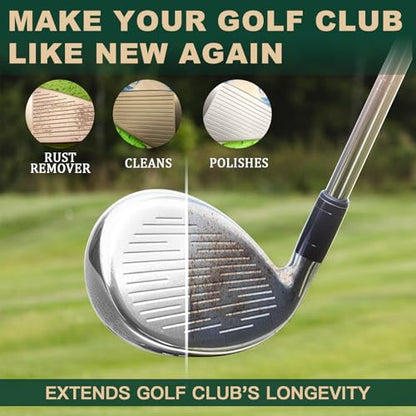 Golf Club Cleaning Kit 3-in-1 with Golf Club Cleaner Brush, Towel and 200g Golf Club Polish - Golf Club Care Kit for Instant Groove Rust & Scratch Remover - Golf Accessories for Men
