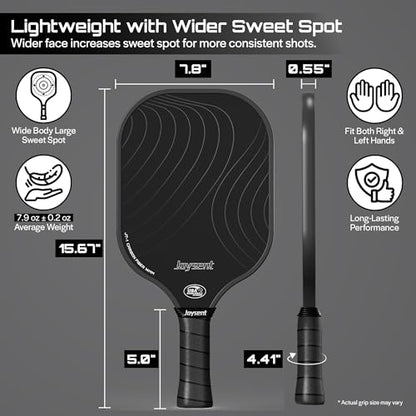 Pickleball Paddles Set, USAPA Approved Carbon Fiber Pickleball Set of 2 with Beginner Pickleball Rackets, Indoor Outdoor Pickle Balls for Adults Men Women, JT-1 - color: Black
