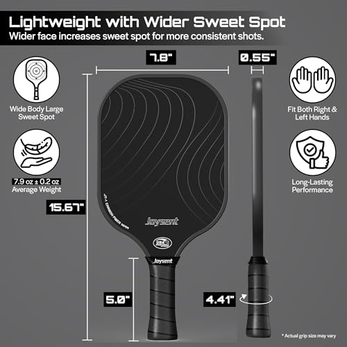 Pickleball Paddles Set, USAPA Approved Carbon Fiber Pickleball Set of 2 with Beginner Pickleball Rackets, Indoor Outdoor Pickle Balls for Adults Men Women, JT-1 - color: Black