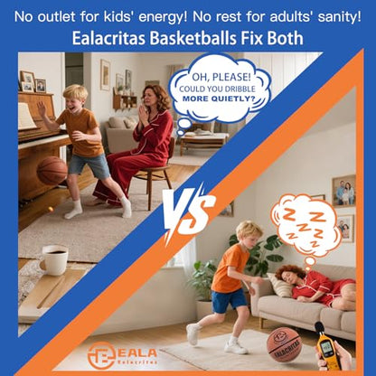 Groove-Grip Silent Basketball & Hoop Gift Set - High-Density Foam with Textured Surface, All-Weather Indoor Practice, Ready-to-Give Pro Training Kit - color: Brown