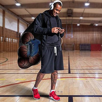 BROTOU Extra Large Sports Ball Bag Mesh, Basketball Bags Team Balls, Adjustable Shoulder Strap, Ball Bags for Holding Soccer, Football, Volleyball, Swimming Gear (30” x 40”) - color: 1PCS
