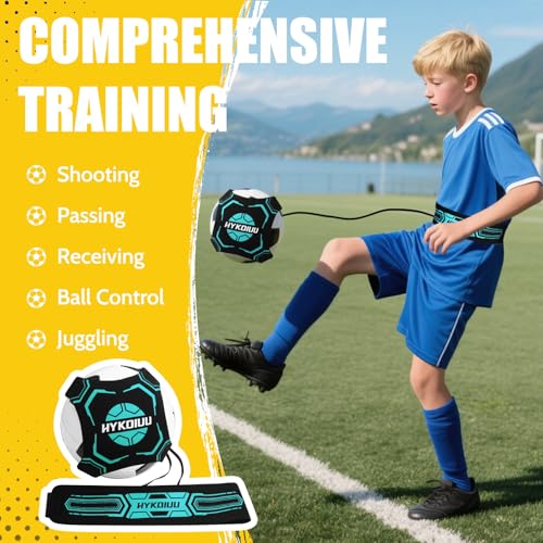 Soccer Trainer, Football Solo Practice Training Equipment Soccer Kick Juggling Trainer Improve Ball Control, Passing and Shooting Skills for Kids Adults Soccers Gear - color: Blue