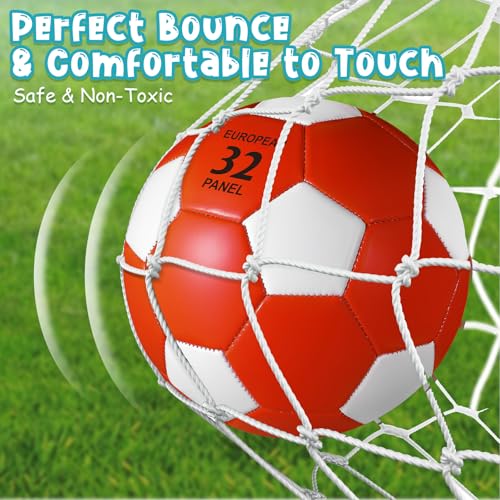 Jexine 6 Pcs Soccer Ball Bulk with Pump Official Size Indoor Outdoor Soft Soccer Sport Gift for Child Teen Adult Practice Game Back to School - size: 4