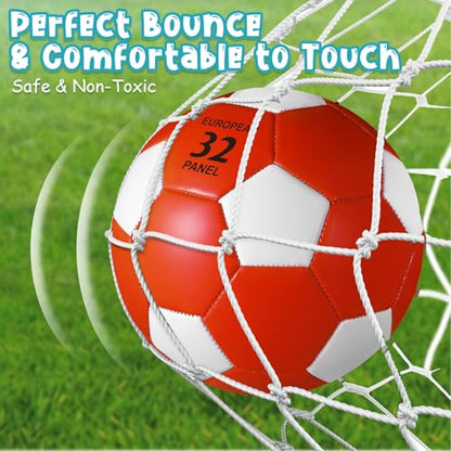 Jexine 6 Pcs Soccer Ball Bulk with Pump Official Size Indoor Outdoor Soft Soccer Sport Gift for Child Teen Adult Practice Game Back to School - size: 5