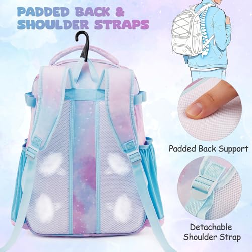 Youth Baseball Bag Backpack with Bat Holder for Boys Girls Baseball & Softball Bat Bag for T-Ball Equipment, Kids Baseball Backpack with Shoe Compartment & Glove Storage - color: Pastel Galaxy
