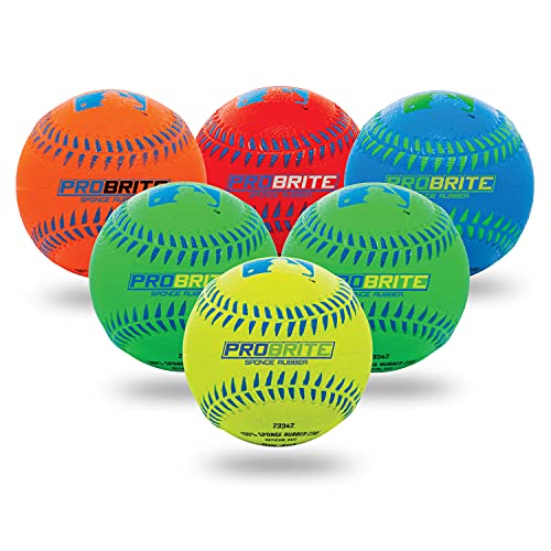 Franklin Sports - Pro Brite - Neon Rubber Teeball - MLB - Youth Tball - Baseball + Softball - Indoor & Outdoor Use - style: 6 pack