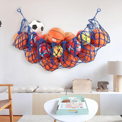 Ball Storage Net,Organizer Net for Basketball,Volleyball,Football,Sport Equipment Storage Hanging Hammock,Garage Ball Storage Net,Sports Ball Storage,Toy Net.