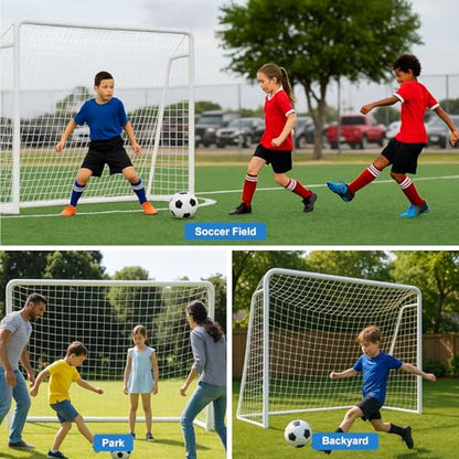 MOPHOTO Soccer Goal, 6X4/8x6/10x6.5/12x6/16x7/18.5x6.5/21x7/24x8ft Soccer Goals for Backyard, Full Size Soccer Goal for Teens & Adults Training - size: 8x6FT, style: Alloy Steel-Foldable