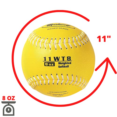 Markwort Color Coded Weighted 11-Inch Softball for Training and Practice - color: Yellow