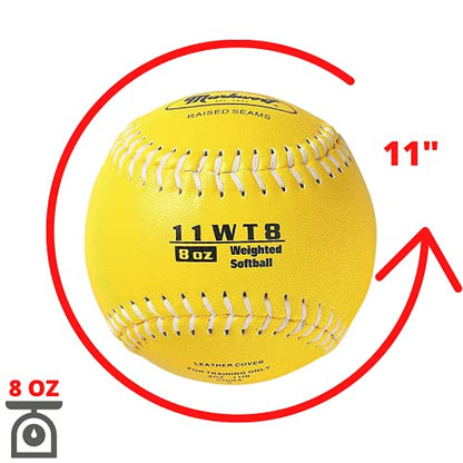 Markwort Color Coded Weighted 11-Inch Softball for Training and Practice - color: Yellow
