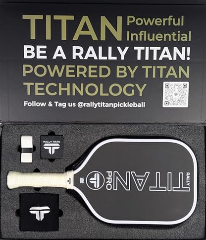 Titan Pro 16 MM Pickleball Paddle | Titan Pro & Power Collection | Thermofomed | Foam Injected Walls | T700 Toray Textured Carbon Fiber Surface | USAPA Approved | Single Rally Titan Paddle in a Box