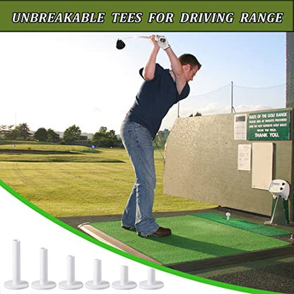 MAZEL Premium Rubber Golf Tees for Mats - High Performance Rubber Tees Holder Set for Driving Range & Indoor Outdoor Practice Mat - style: 6 Pack 2 3/4" Tee+1 Ball