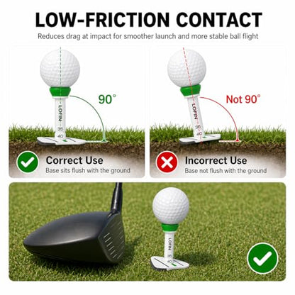 LOFIN Adjustable Height Golf Tees (4-Pack, 35–55mm) – Reusable Plastic Golf Training Tees for Consistent Distance, Durable Practice Tees for Drivers & Woods