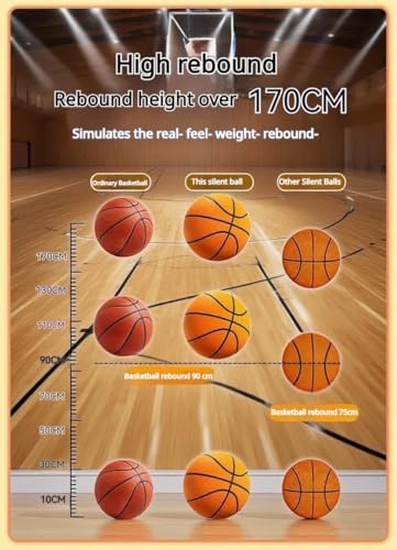 Silent Basketball Size 6 28.5" Airless Indoor Basketball for Training, Perfect for Home Use, Apartment, Gym - Real Feel & Weight 20.5-21oz, 80% Quieter, Girls' Basketball Gifts Brown