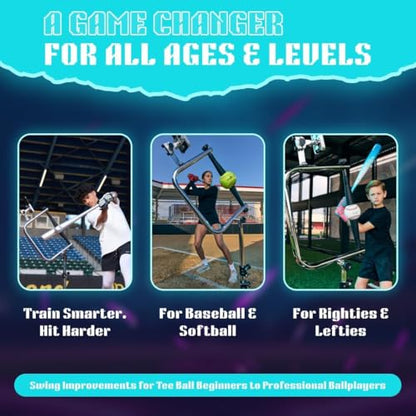 Attack Tee – Baseball & Softball Batting Swing Trainer | Adjustable Hitting Trainer 19-49" | iOS Swing Path Batting Tee