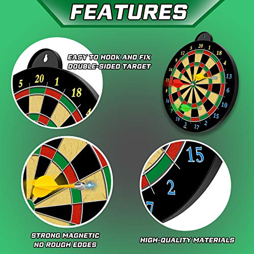 Dart Board - 12pcs Magnetic Darts - Excellent Indoor Game and Party Games - Gifts for 5 6 7 8 9 10 11 12 Year Old Boy Kids - style: Yellow