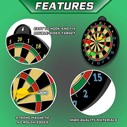 Dart Board - 12pcs Magnetic Darts - Excellent Indoor Game and Party Games - Gifts for 5 6 7 8 9 10 11 12 Year Old Boy Kids - style: Yellow