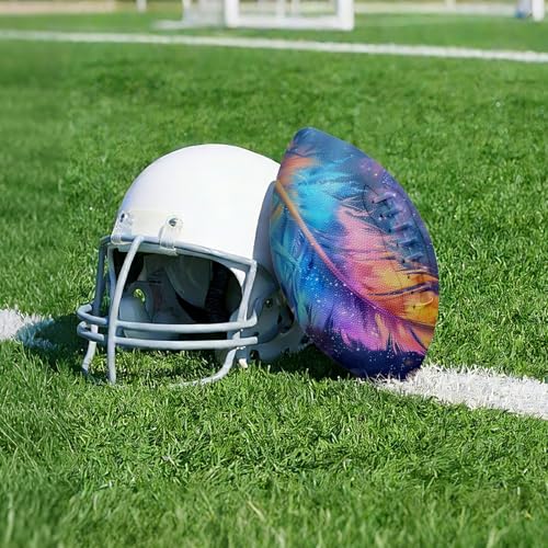 American Football, Official Size 11.9 x 7.3 Inch, Premium Composite Leather High-Grip Ball with Pro-Style Lacing, Unique Prints for Training, Games & Gifts - color: Galaxy Plume