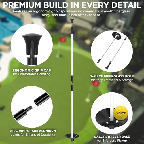 KINGTOP Golf Flagstick - Portable Design, Practice Putting Green Flag Stick for Yard, Club - Golf Pole Pin Flagpole, 3FT or 6FT Heights Available - color: 3ft White Flagpole-1 Pack