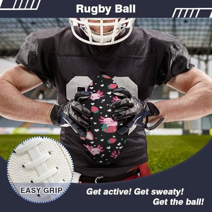 SYtrade Recreational Football Game Footballs PU Composite Leather Footballs for Training Indoor Outdoor - color: Axolotl Love Strawberry Black